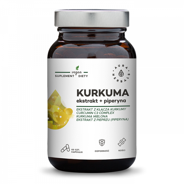 Aura Herbals Kurkuma Ekstrakt+Piperyna 60 kaps.